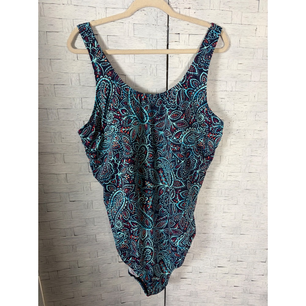 LL Bean Womens Sweatshirt Paisley One‎ Piece Blue UPF 50 Plus Size beach 510200